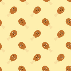 vector icon of cute flat design pattern fast food fried chicken