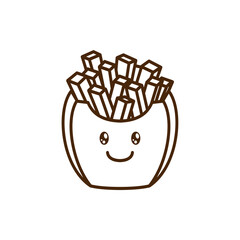 vector icon of cute line doodle fast food french fries
