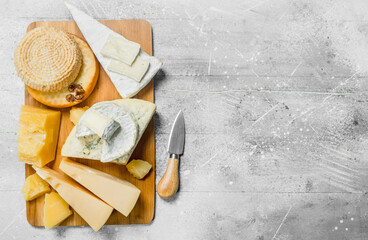 Assortment of different cheeses.