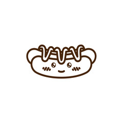 vector icon of cute line doodle fast food hot dog