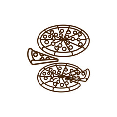 vector icon of cute line doodle fast food pizza