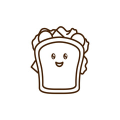 vector icon of cute line doodle fast food sandwich