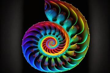 fibonacci spiral, paradox, depth, angle, luminous created with generative ai technology