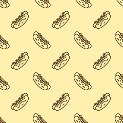 vector icon of cute pattern line doodle fast food hot dog