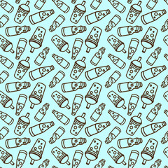 vector icon of cute pattern line doodle soft drink and cola