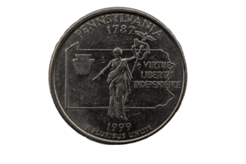 Pennsylvania State Quarter, 50 State Quarters 1787 - 1999 Virtue, Liberty Independence
