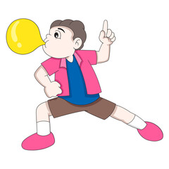 boy is playing playing eating chewing gum