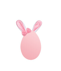 Pink Easter egg with bunny ears isolated cutout