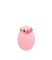 Pink Easter egg with flower blossom crown isolated cutout