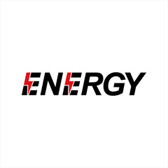 Energy word design with lightning symbol on letter E. Can be used for t-shirt design.