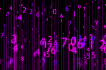 数字　幻想的　ネオン発光　CG　背景　壁紙

