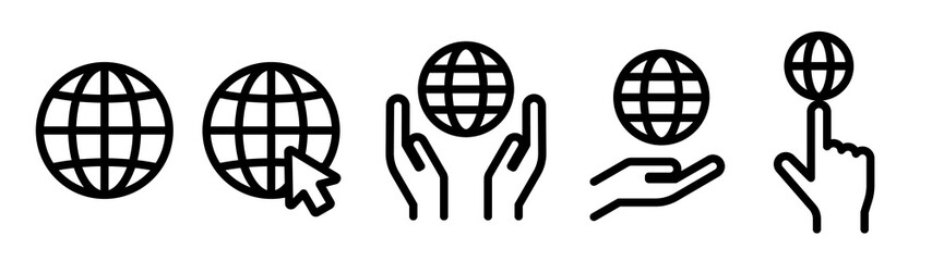 Earth grid icon set. Internet, global, worldwide, international concept.
