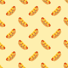 vector icon of cute flat design pattern fast food hot dog