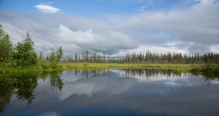 Fototapeta na wymiar reflecting lake in alaska
