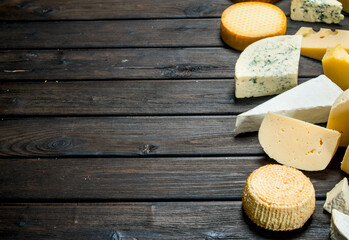 Assortment of different types of cheese.