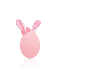 Pink Easter egg with bunny ears isolated cutout