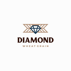 Wheat Grain Diamond logo designs concept vector, Agriculture wheat Logo Template vector icon