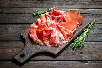 Spanish ham on the chopping Board.