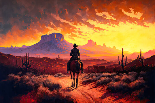 Cowboy in the Old West. Generative AI