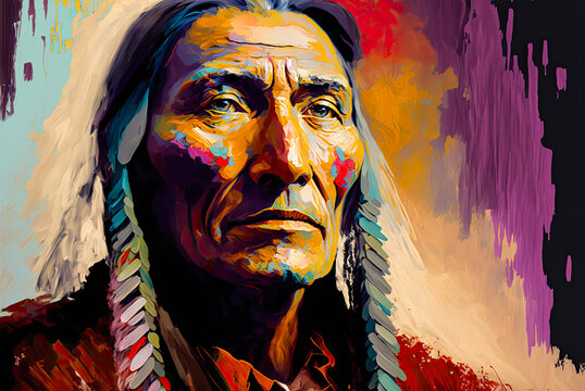 Red Indian Native American Abstract Home decor wall quality Canvas print art  | eBay