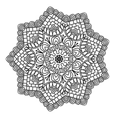 Fototapeta premium Circle flower pattern mandala. Black and white color. for Henna, tattoos, decoration, coloring book.