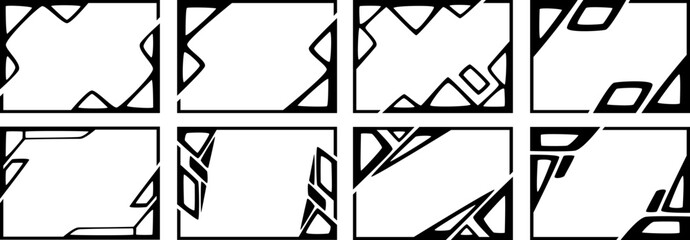 A set of eight designer frames. Frames of an unusual shape.