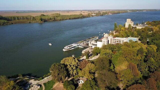 Aerial View Of Danube River In The City Of Ruse In Bulgaria.