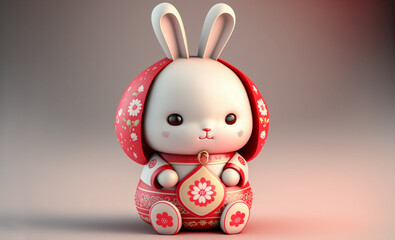 Obraz na płótnie Canvas cute rabbit in chinese new year, AI generate