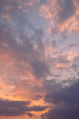 Naklejka na ściany i meble Vanilla sky with cloud and sunlight before sunset, Natural background