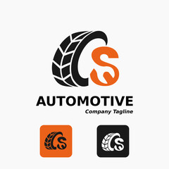 Simple Modern Automotive Tires Wheel Repair Mobile Motor Car Business Service with Letter S and Wrench Icon