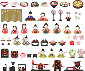 ひなまつりイラスト素材セット