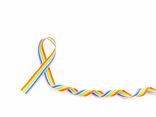 Obraz na płótnie Canvas Rainbow cloth ribbon on a white background