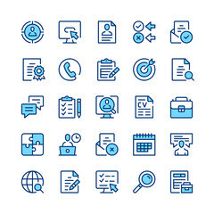Job search line icons. Blue color. Vector line icons set