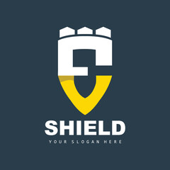 Shield Logo, Safe And Strong Security Vector, Design, Protection Simple Style, Template Brand Icon