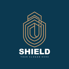 Shield Logo, Safe And Strong Security Vector, Design, Protection Simple Style, Template Brand Icon