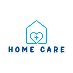 home and house with care love concept logo design