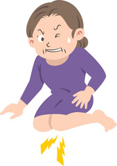 膝が痛いシニア女性（輪郭線なし）