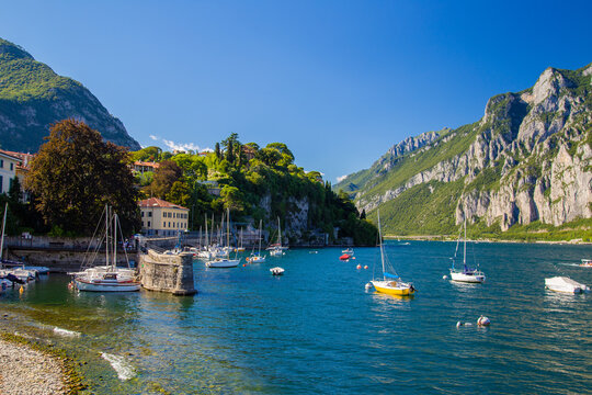 Aerial view of Malgrate Lecco in Lake Como, Italy