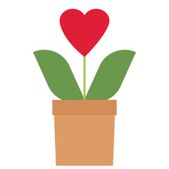 simple flat red heart plant growing in a brown pot with green leaves