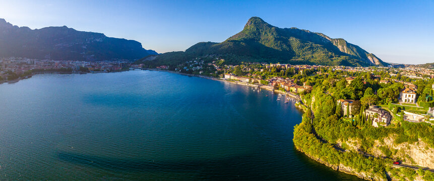Aerial view of Malgrate Lecco in Lake Como, Italy