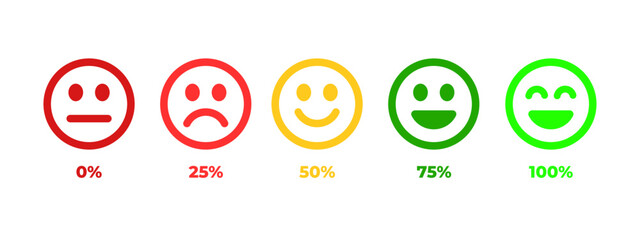 Vector set of emoticons with different moods for feedback. feedback emoji in flat style concept.	