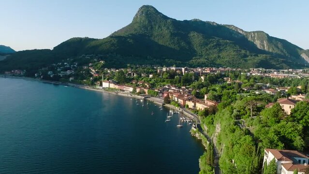 Aerial view of Malgrate Lecco in Lake Como, Italy