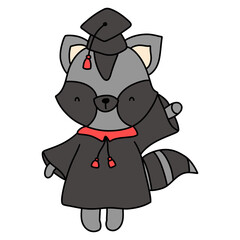Cute Raccoon Wearing A Graduation Uniform, Graduation Animal concept