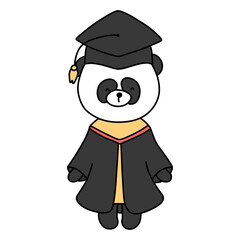 Cute Panda Wearing A Graduation Uniform, Graduation Animal concept