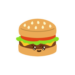 vector icon of cute flat design fast food burger
