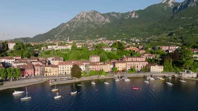Aerial view of Malgrate Lecco in Lake Como, Italy