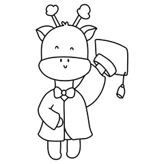 Obraz premium Cute Giraffe Wearing A Graduation Uniform, Graduation Animal concept