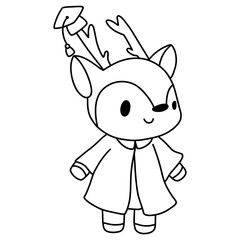 Cute Deer Wearing A Graduation Uniform, Graduation Animal concept