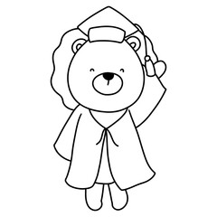 Cute Lion Wearing A Graduation Uniform, Graduation Animal concept