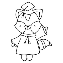 Cute Raccoon Wearing A Graduation Uniform, Graduation Animal concept